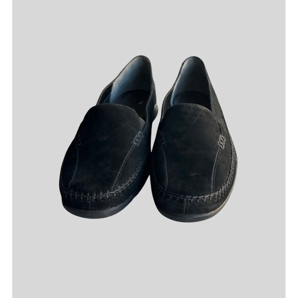 Aerosoles Size 12M Ivory Tree Women's Black Leather Loafers - Picture 1 of 8